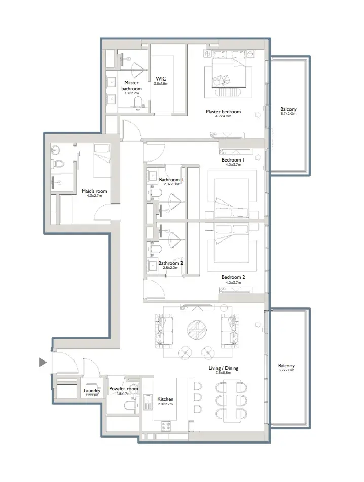 3 Bedrooms apartments - Serenia District East Residences