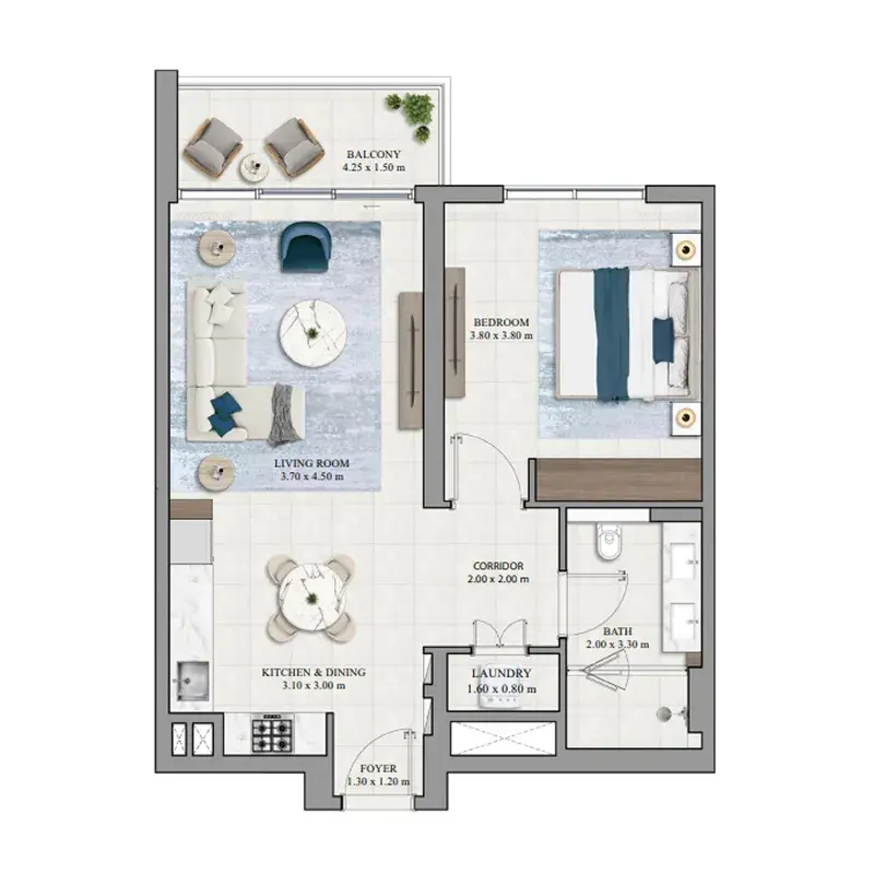 1 Bedroom apartments - Grove Ridge floor plan