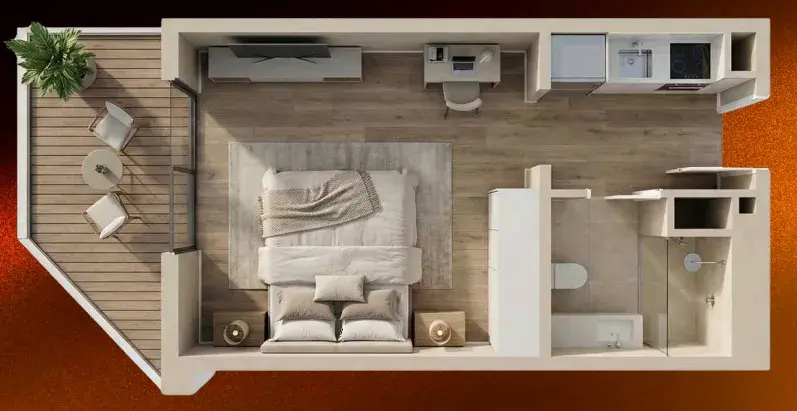 Studio apartments - 09 Life Residences floor plan