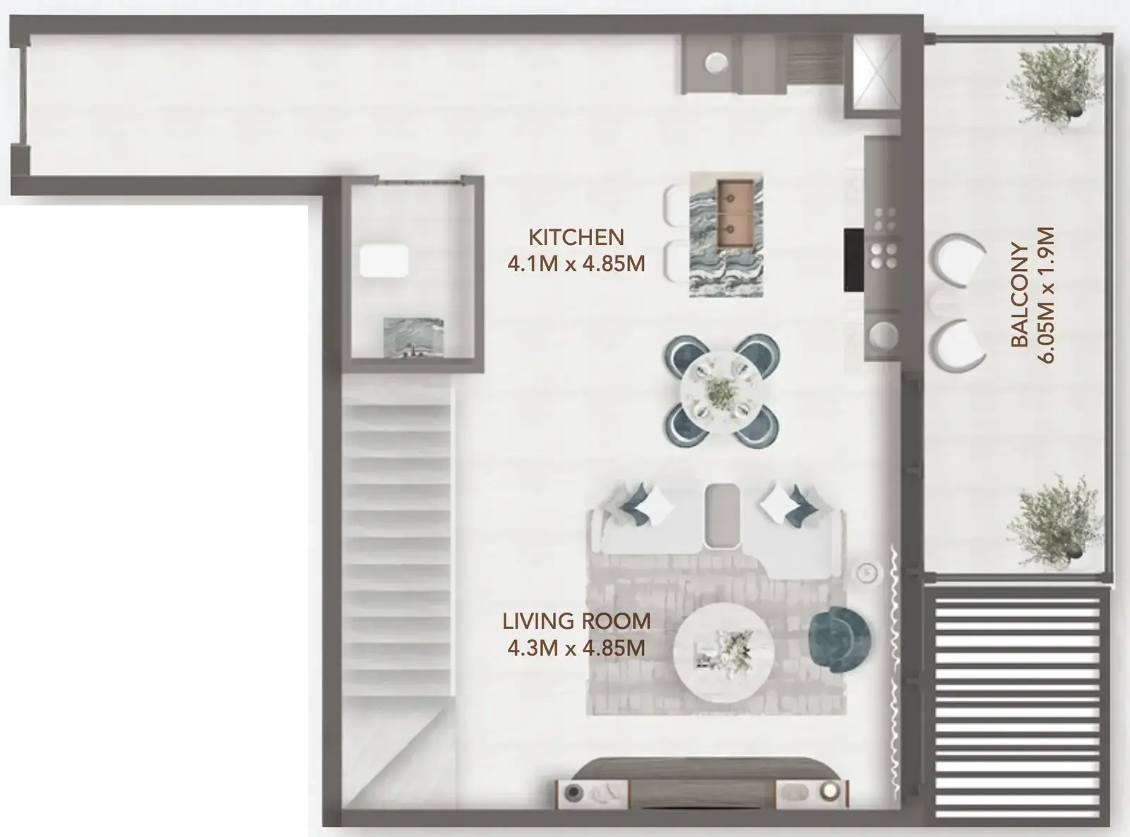 1 Bedroom apartments - 241 Waterside floor plan
