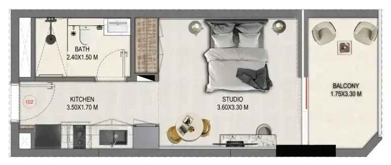 Studio apartments - Divine Elements floor plan