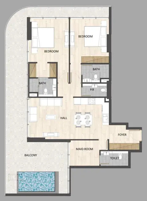 2 Bedrooms apartments - Barari Palace