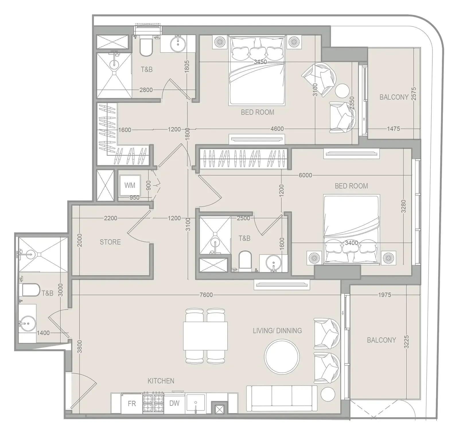 2 Bedrooms apartments - FLU1D ONE