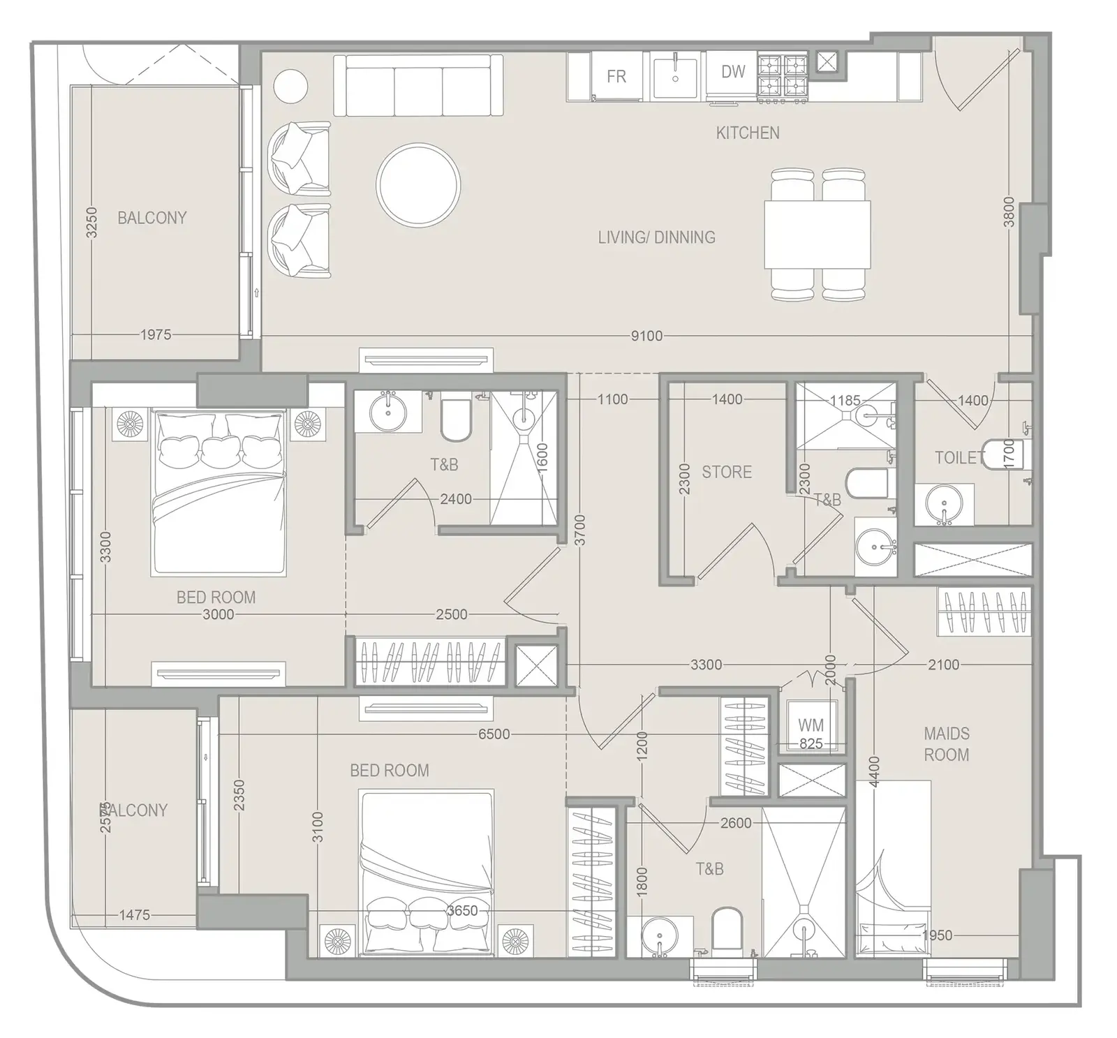 2.5 bedrooms apartments - FLU1D ONE