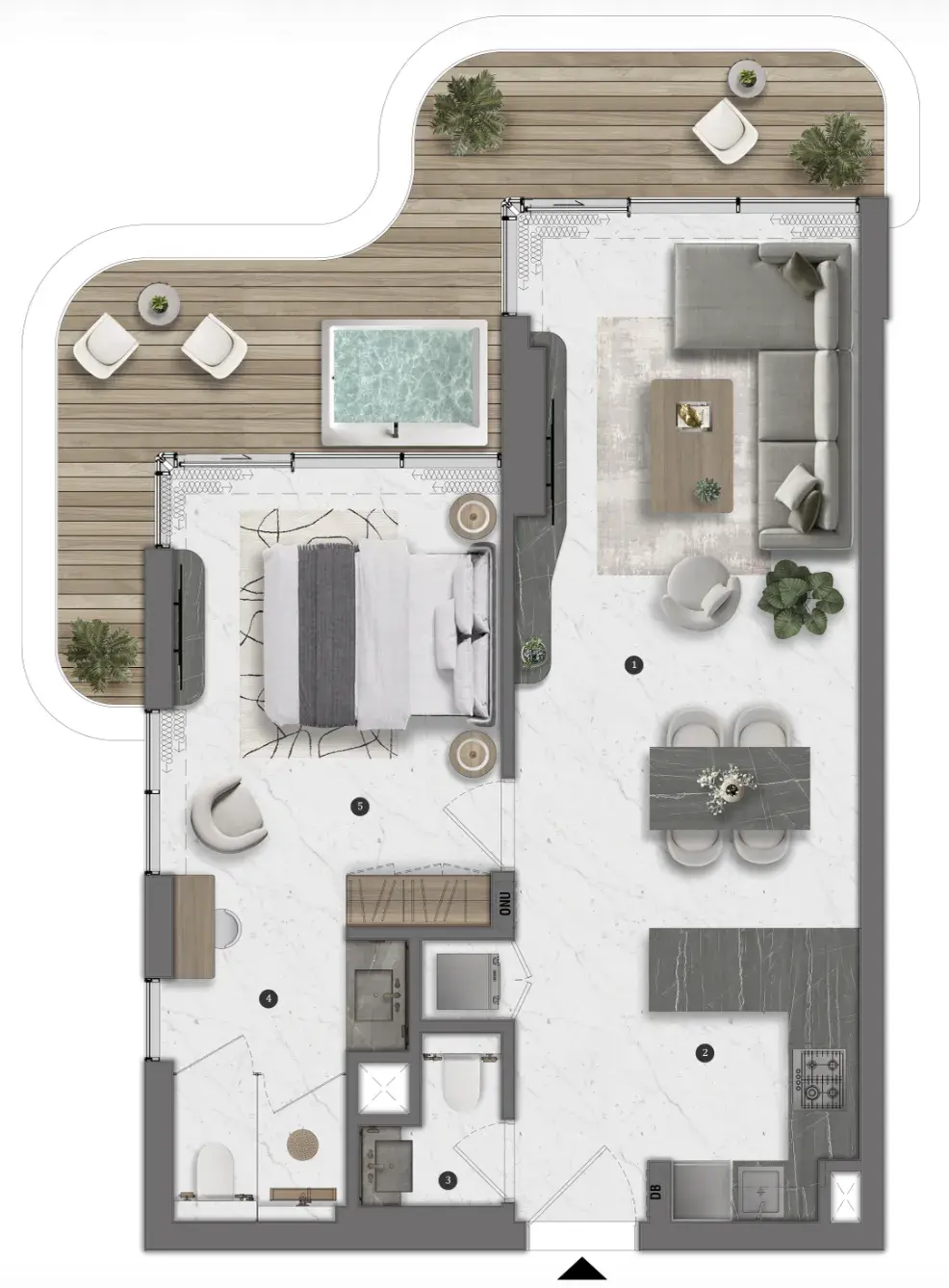 1 Bedroom apartments - Bond Living floor plan