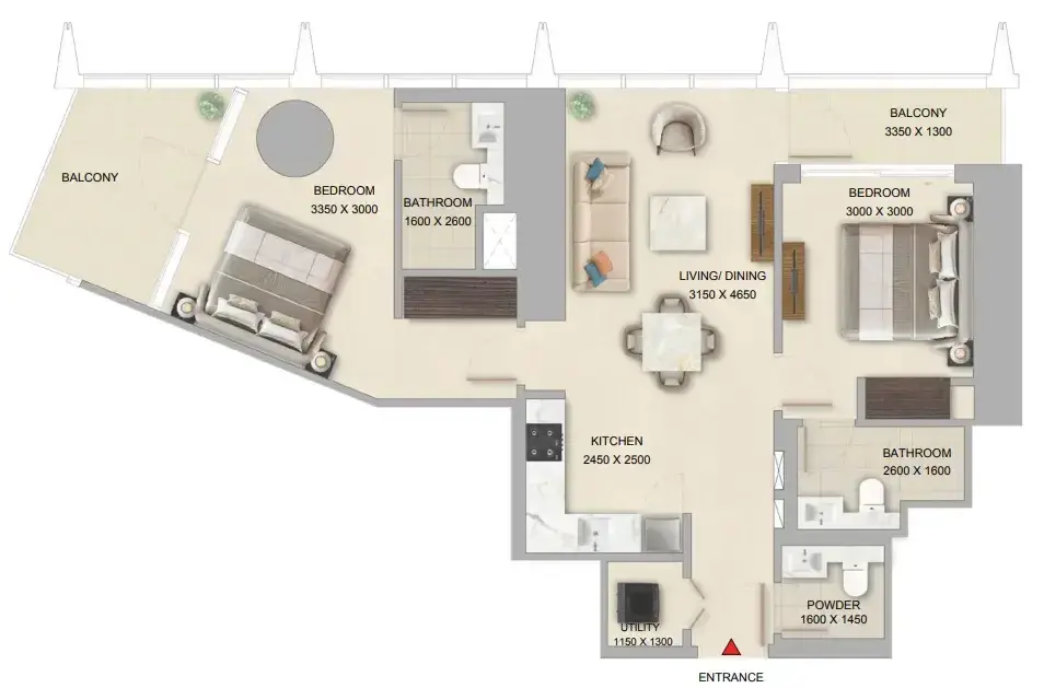 2 Bedrooms apartments - The Pinnacle at Sobha Central