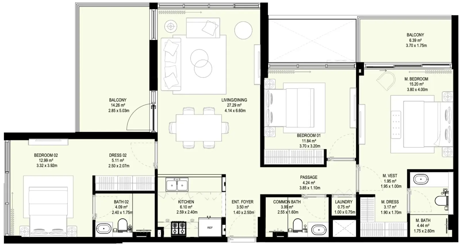 3.5 bedrooms apartments - Aura Prestige