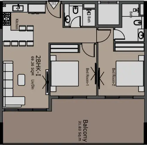 2 Bedrooms apartments - Golden Woods Albab Views