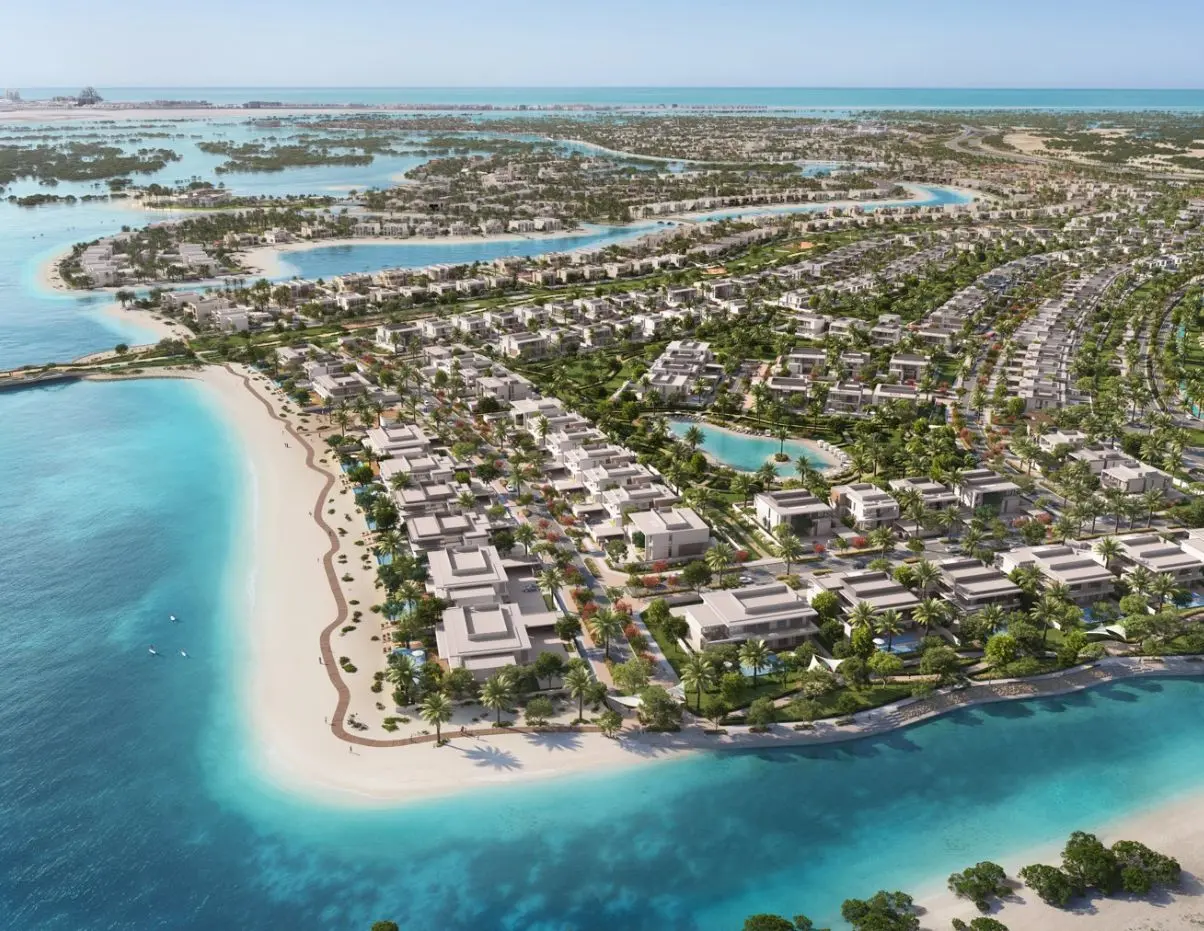 Rimas master plan on Al Jubail Island Abu Dhabi featuring villas townhouses and residential community development