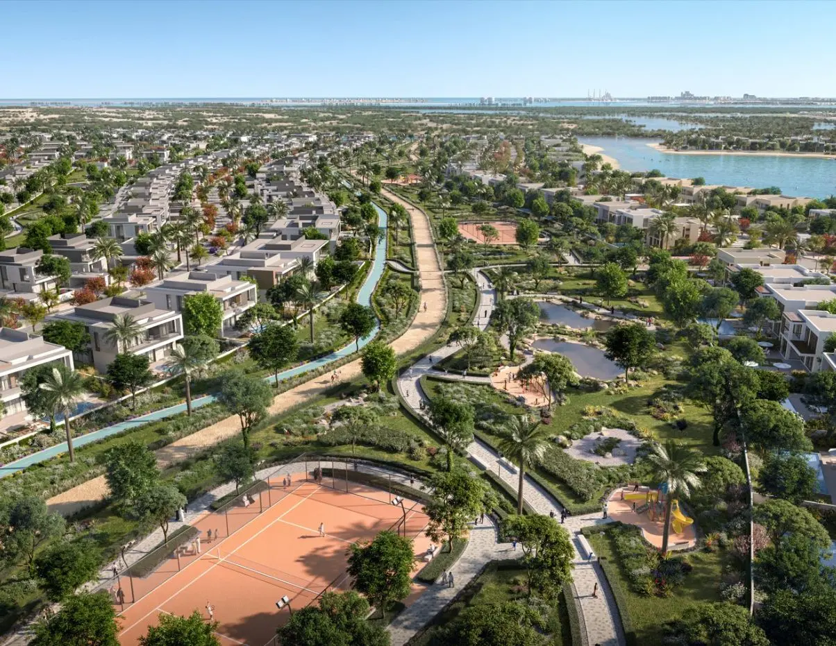Rimas master plan on Al Jubail Island Abu Dhabi featuring villas townhouses and residential community development