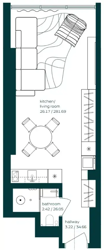 Studio apartments - Vibe floor plan