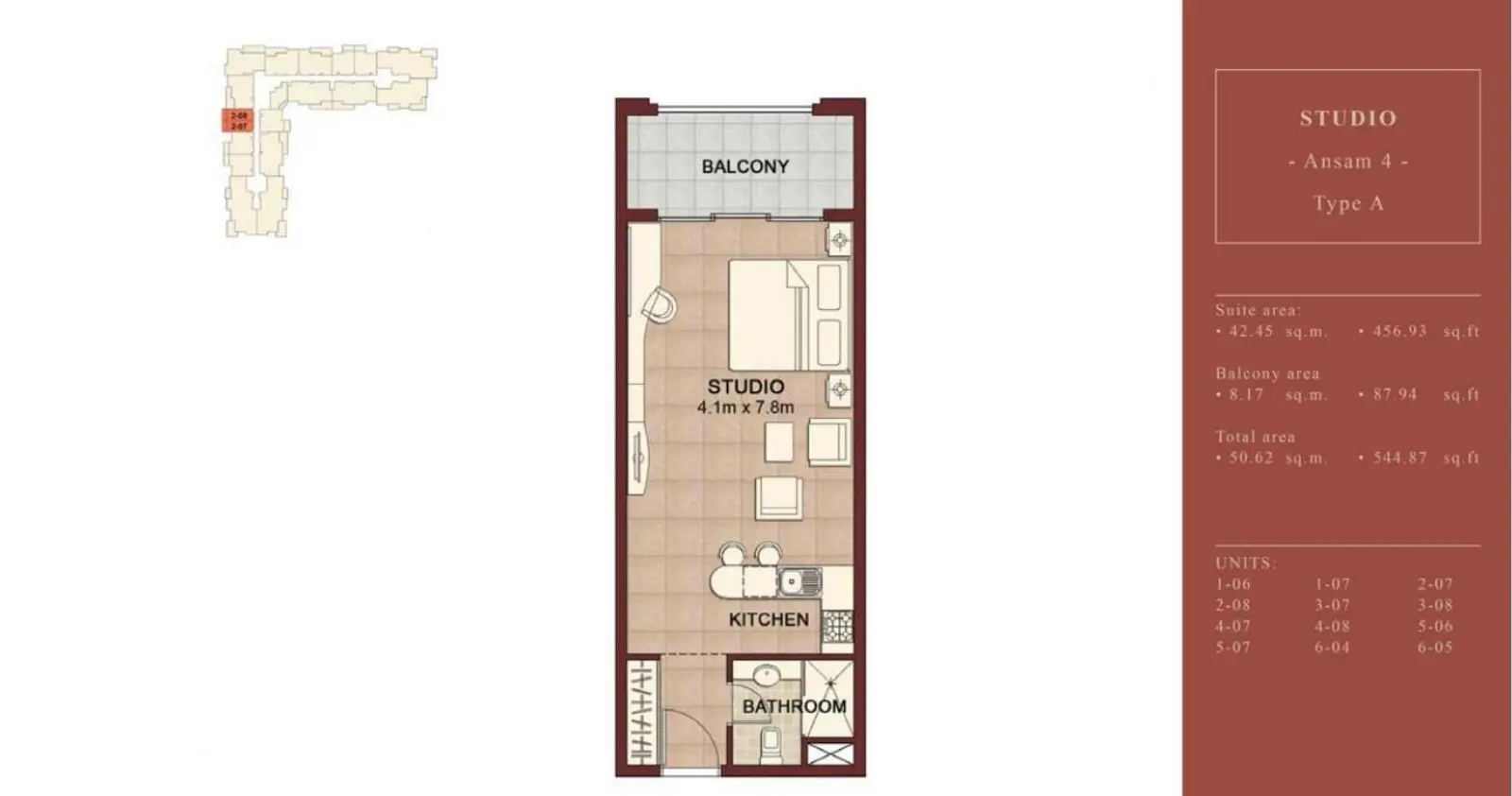 Studio Apartment | Ansam 4 floor plan