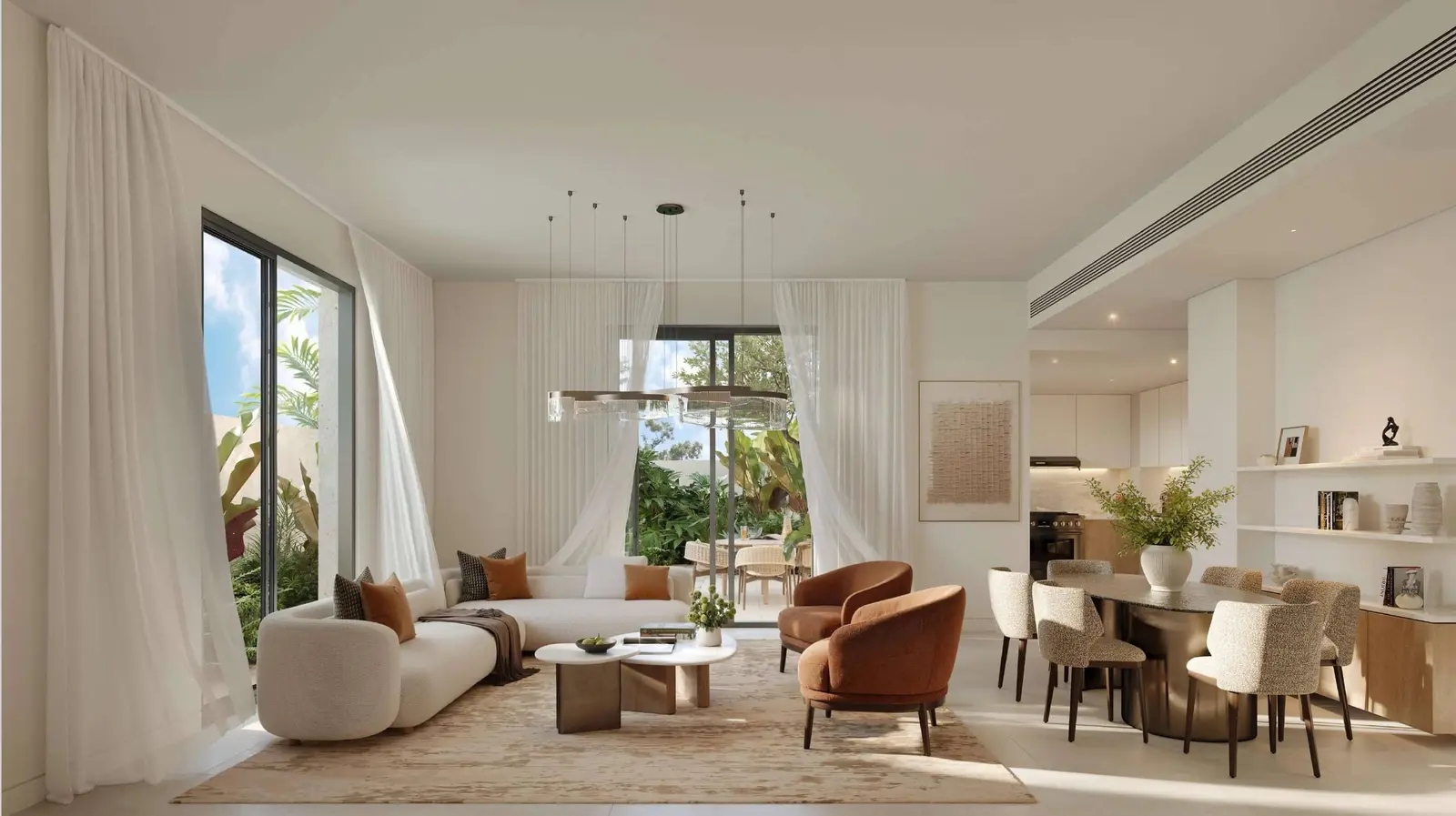 Front elevation of Al Ghadeer Parks villa with modern design, spacious frontage, and integrated greenery.