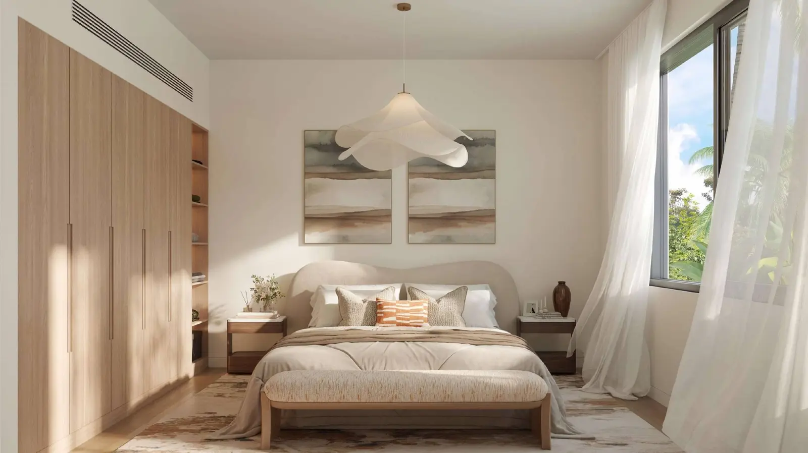 Lifestyle rendering of Al Ghadeer Parks showcasing open spaces, family‑focused amenities, and nature‑inspired community living.
