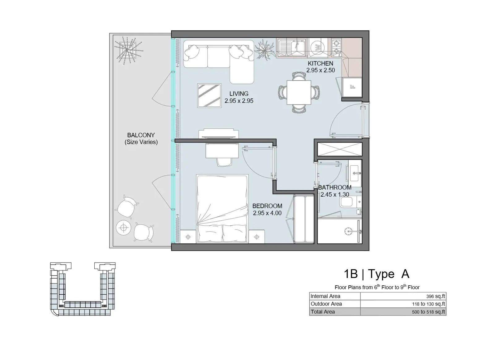 1 Bedroom Apartment floor plan