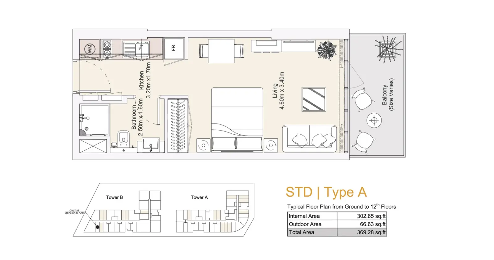 Studio Apartment floor plan
