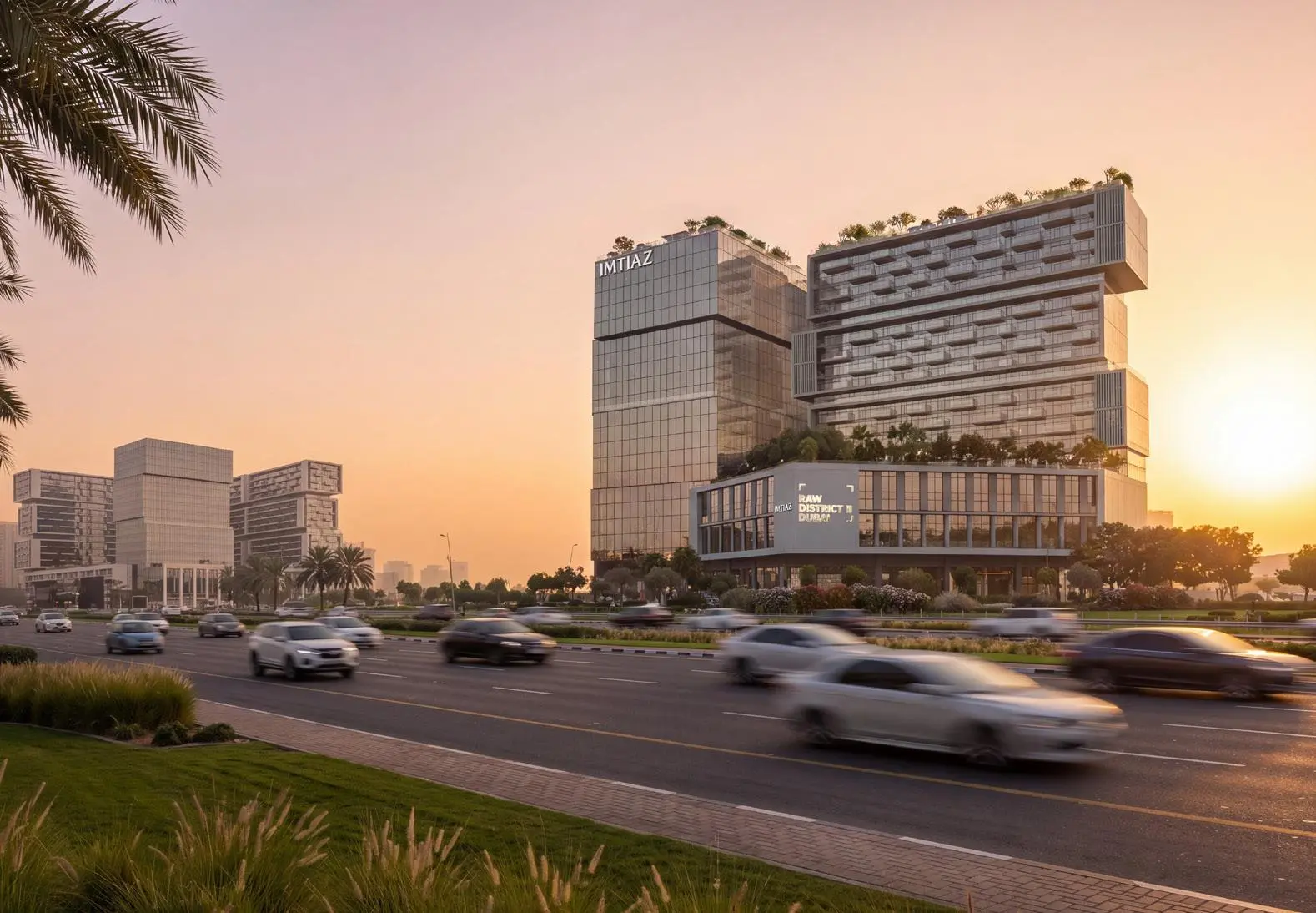 Raw District Phase 2 residential exterior in Jebel Ali Freezone Extension, Dubai, showcasing contemporary architecture and modern development features.