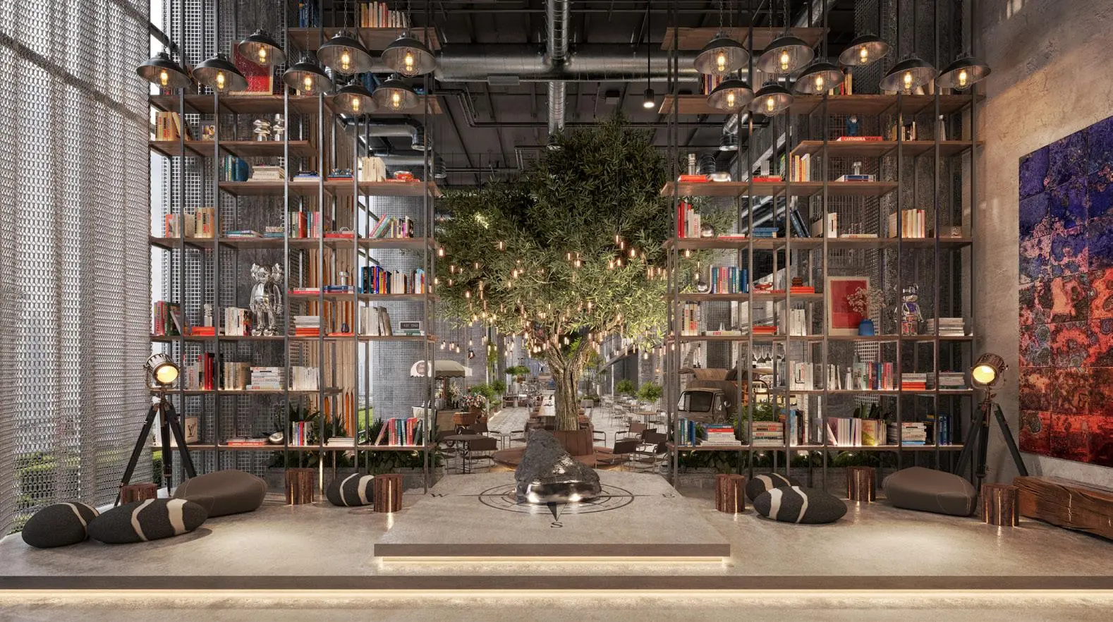 Raw District Phase 2 living interior in Jebel Ali Freezone Extension, Dubai, showcasing contemporary furnishings, premium materials, and modern design.