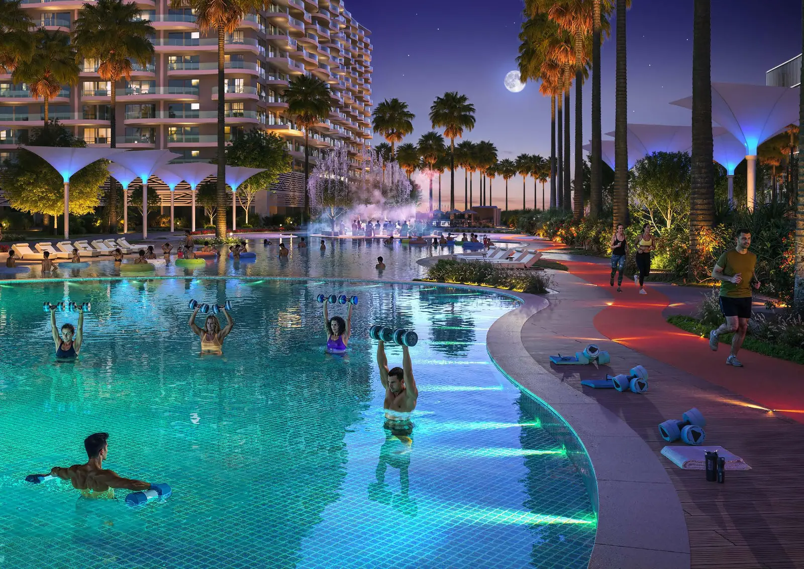 Piazza Roma DAMAC Lagoons Dubai exterior facade featuring contemporary office towers and commercial property design