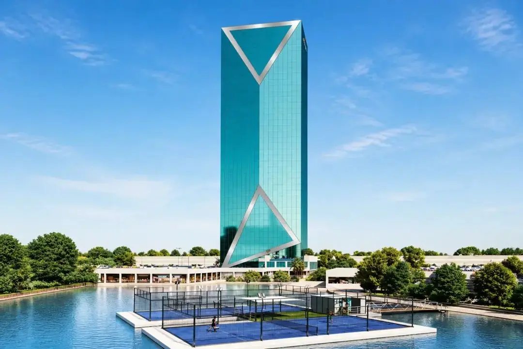 Landscaped outdoor areas near Me Do Re Business, offering offices for sale in the Jumeirah Lake Towers community, Dubai, UAE