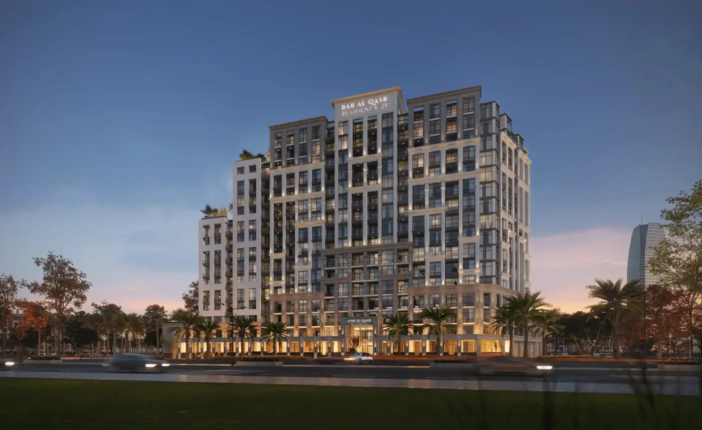 Grand entrance with valet parking at Bab Al Qasr Residence 25.