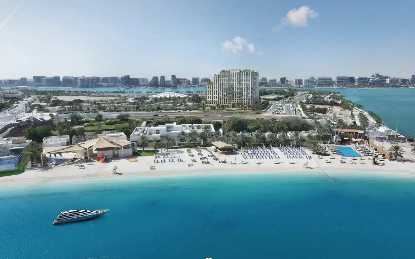 Three-level health club exterior at Bab Al Qasr Residence 25 Yas Island.