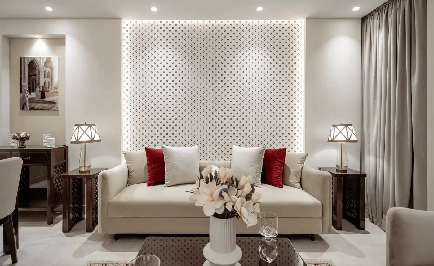 Luxurious master bedroom with premium furnishings at Bab Al Qasr Residence 25.
