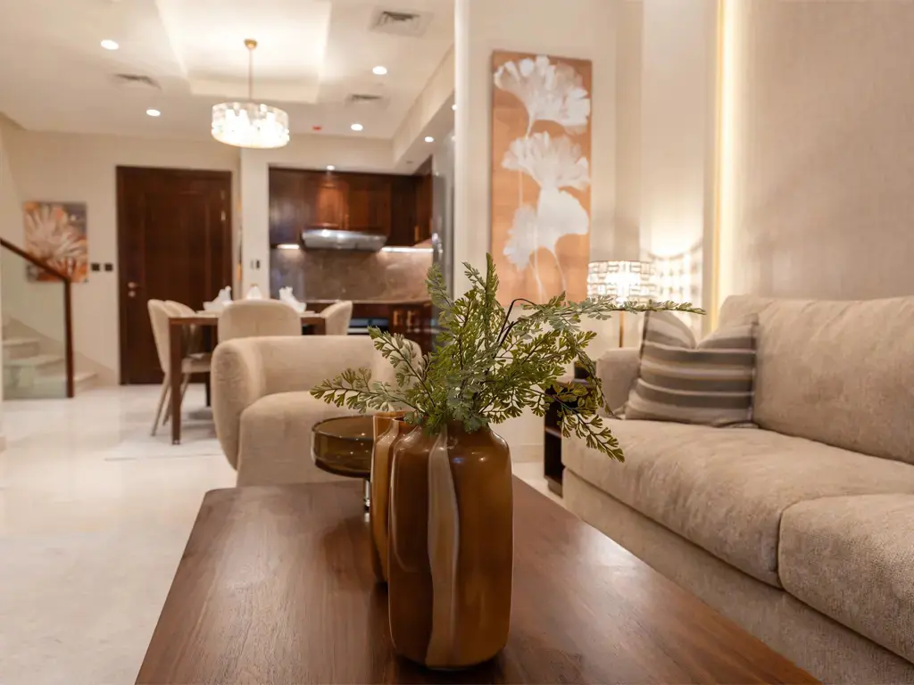 Closed kitchen interior design inside a Ville 12 apartment Masdar City Abu Dhabi