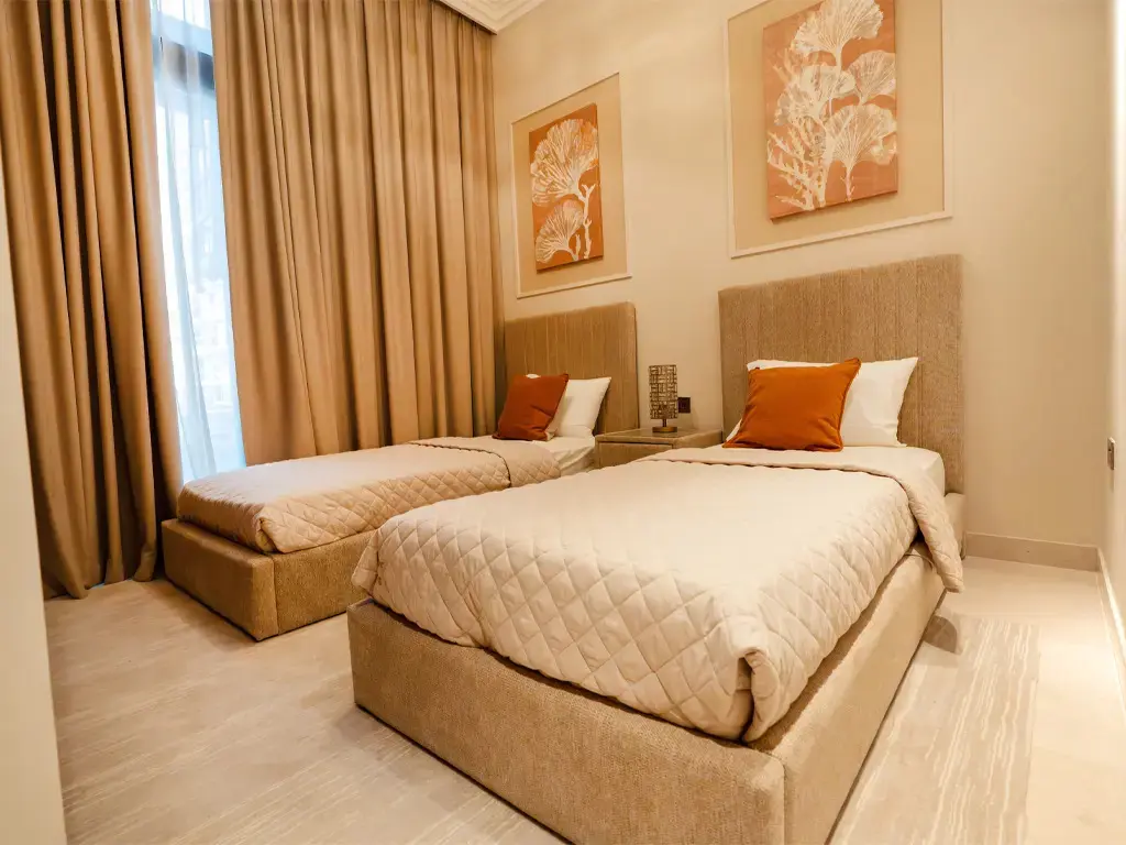 Spacious balcony interior view from a Ville 12 apartment Masdar City Abu Dhabi