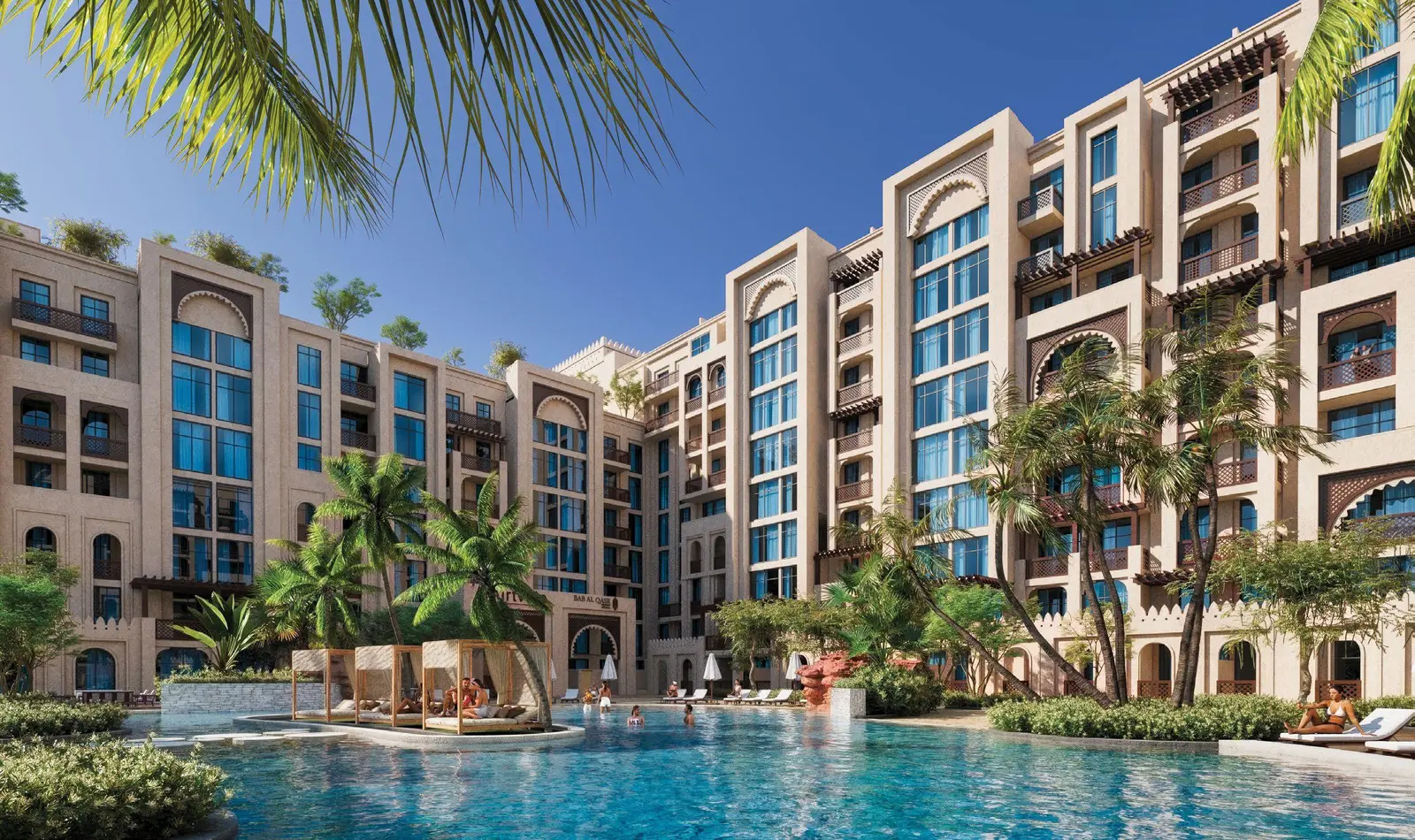 Bab Al Qasr Resort Residence 19 in Masdar City, Abu Dhabi featuring resort-style outdoor spaces, pools and landscaped areas