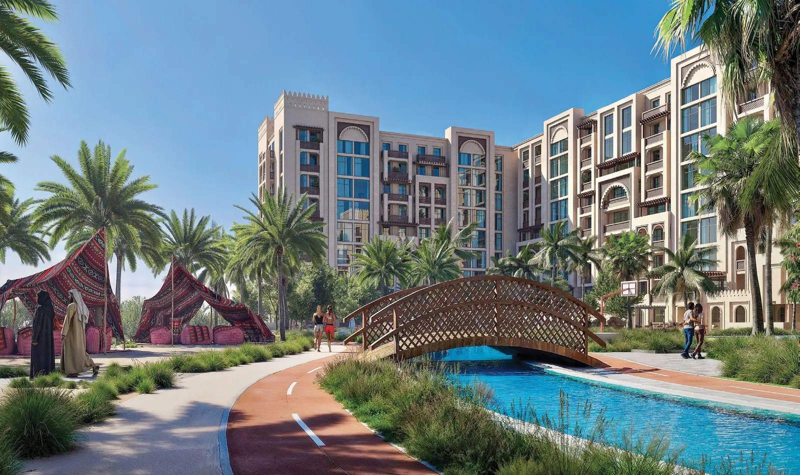 Bab Al Qasr Resort Residence 19 in Masdar City, Abu Dhabi featuring elegant façade design and contemporary residential architecture