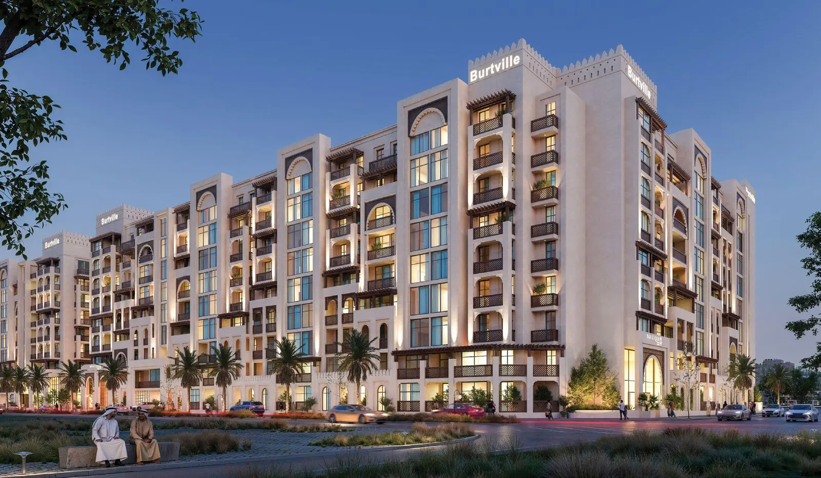 Bab Al Qasr Resort Residence 19 in Masdar City, Abu Dhabi showcasing arches, columns, terraces and resort-style residential design
