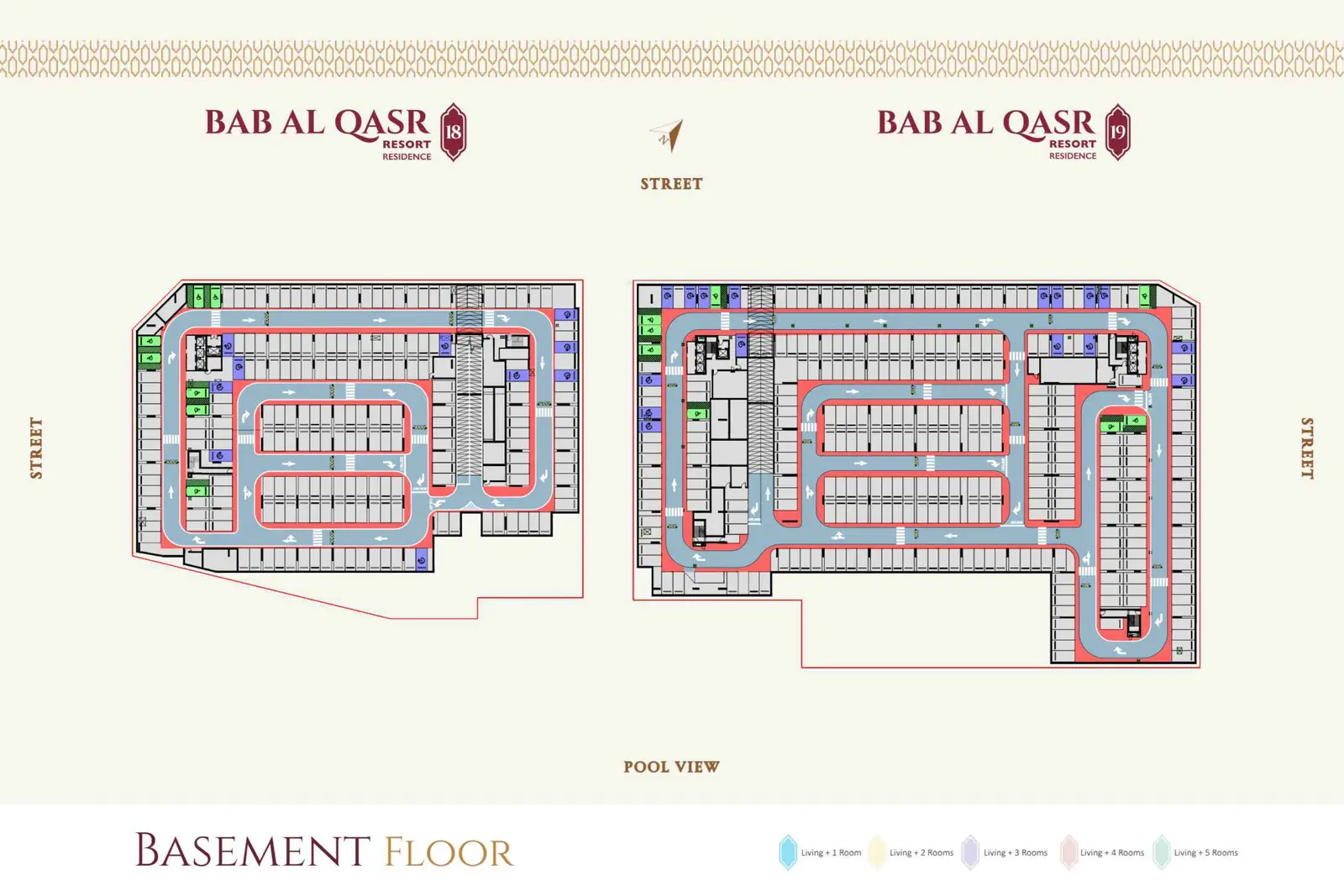Bab Al Qasr Resort Residence 19 basement floor plan in Masdar City Abu Dhabi  •  Title: Ground Floor Plan