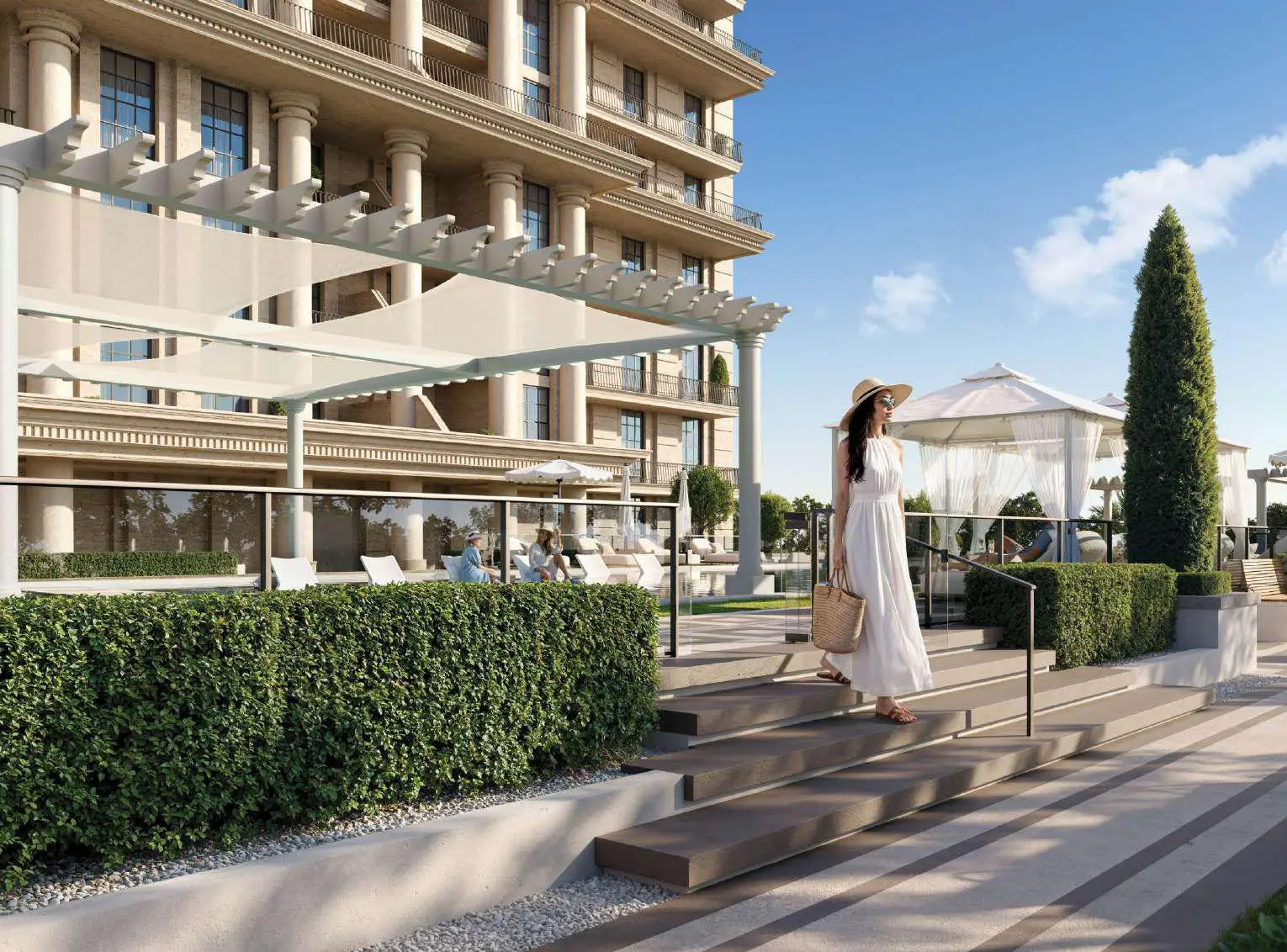 Bab Al Qasr Royal Residence 28 Al Reem Island Abu Dhabi apartment building exterior and landscaped surroundings