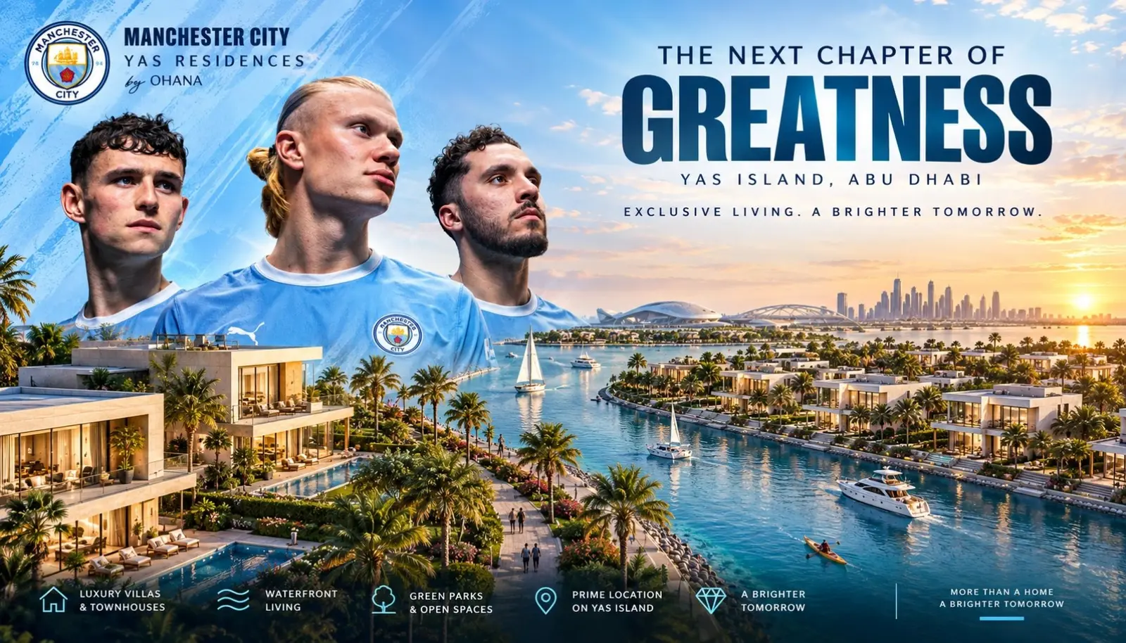 Manchester City Yas Residences by Ohana - waterfront villas and townhouses on Yas Canal, Abu Dhabi