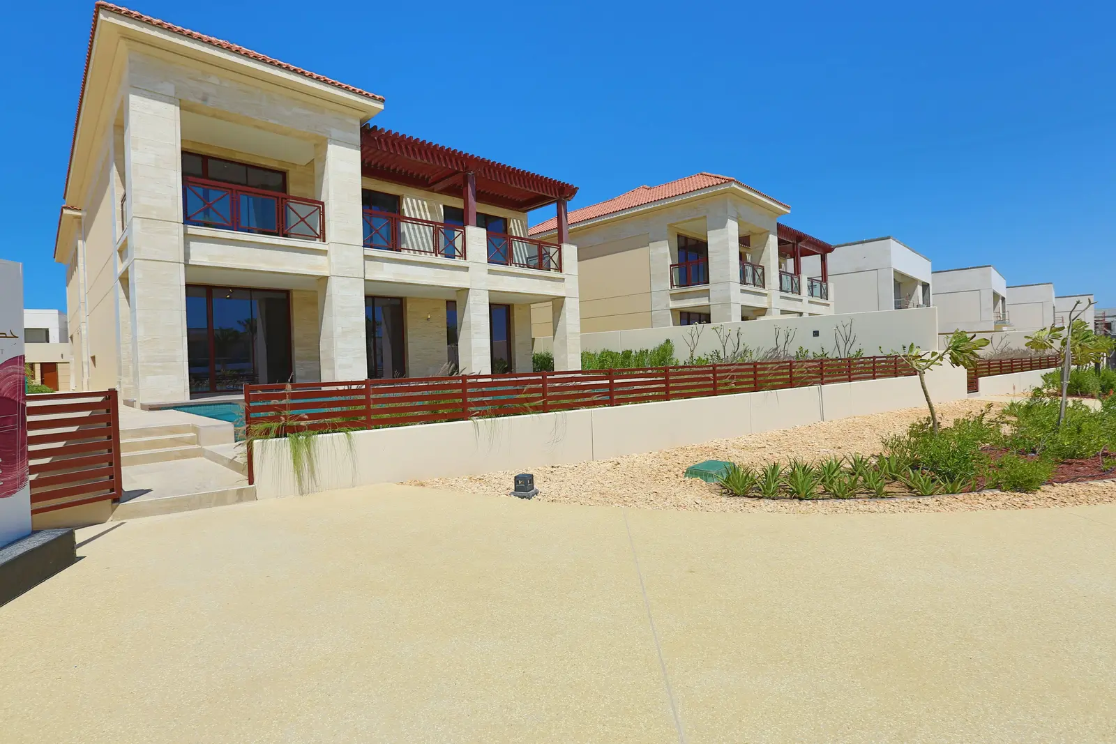 Luxury beachfront villa exterior at Hidd Al Saadiyat Abu Dhabi