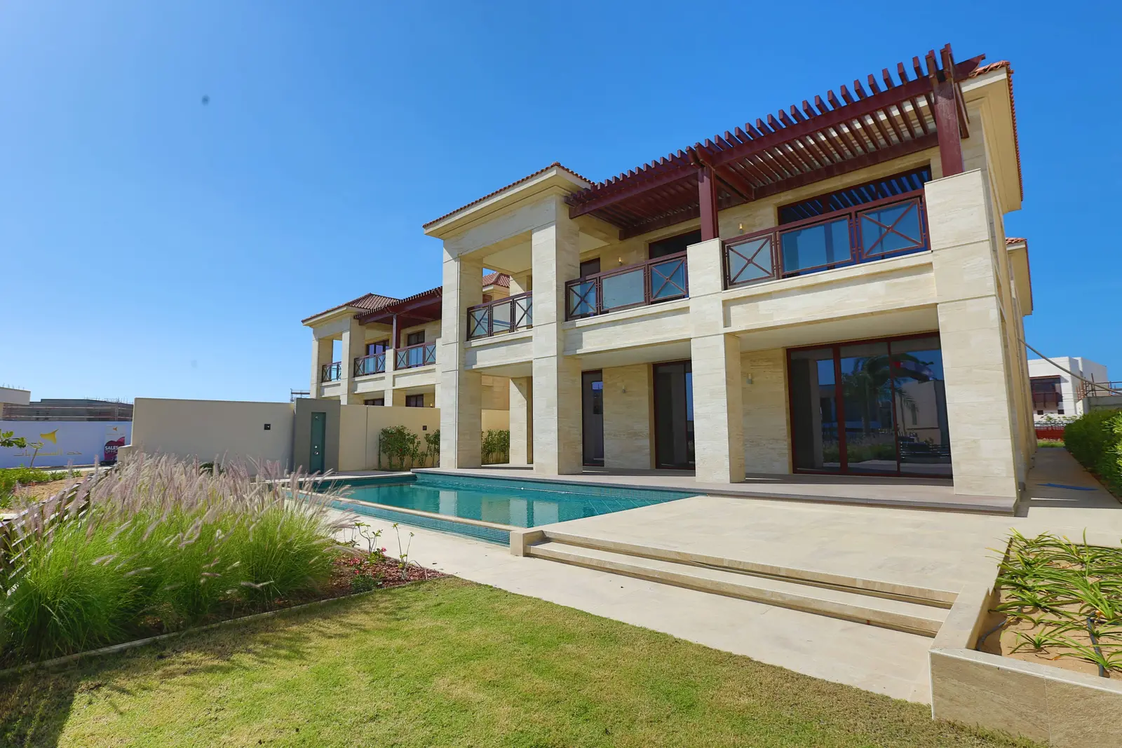 Modern façade of exclusive waterfront residence in Hidd Al Saadiyat