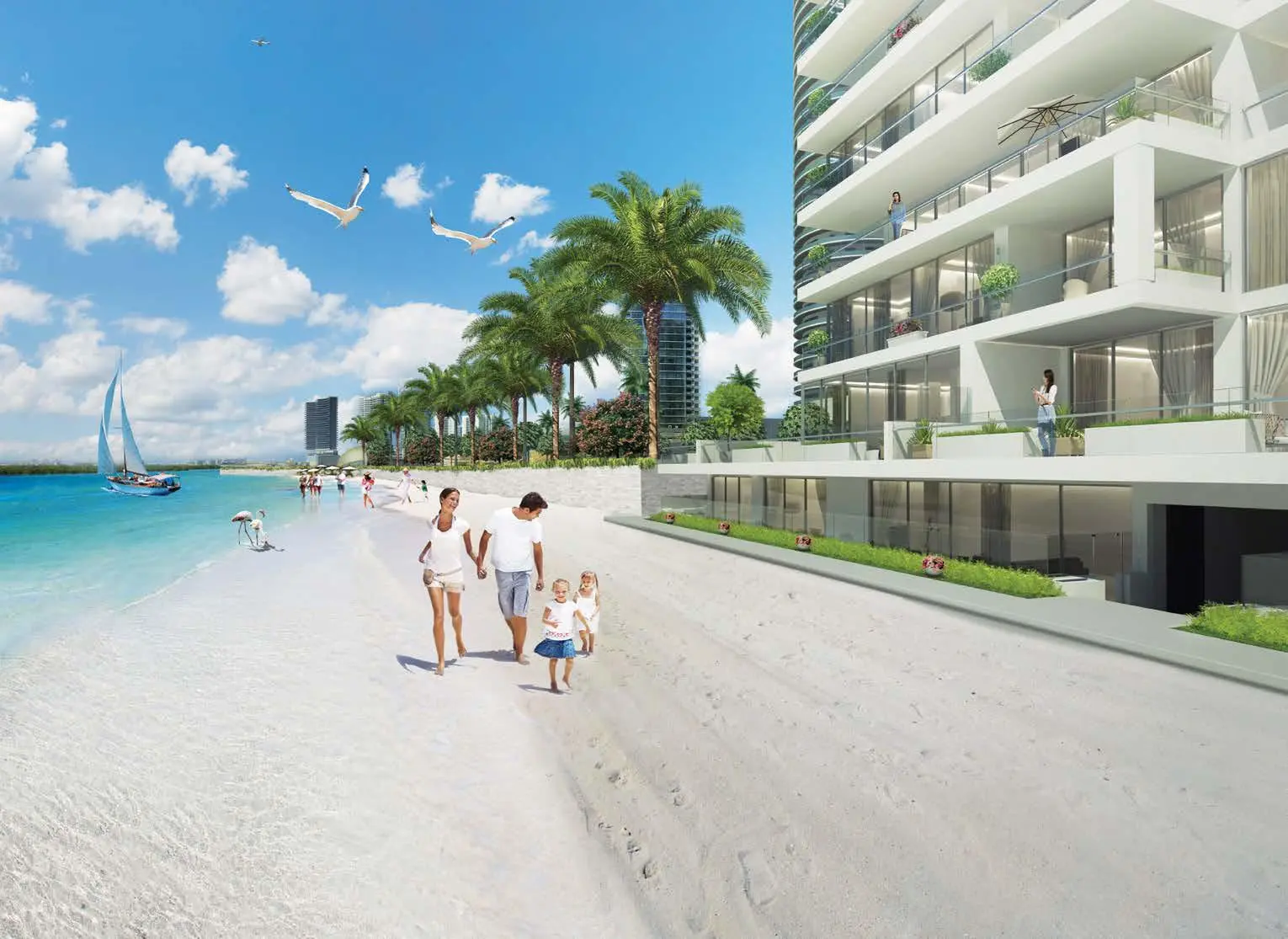 Landscaped gardens and podium recreation zone at Yasmina Residence, Al Reem Island.