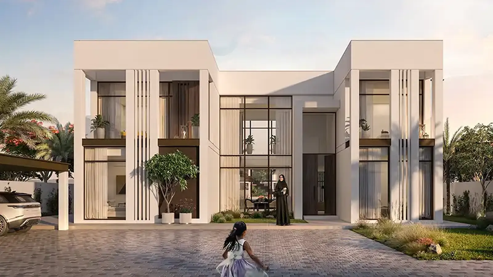 Rooftop relaxation terrace providing panoramic views of the coastal mangroves from Ain Al Maha luxury villas Jubail Island Abu Dhabi