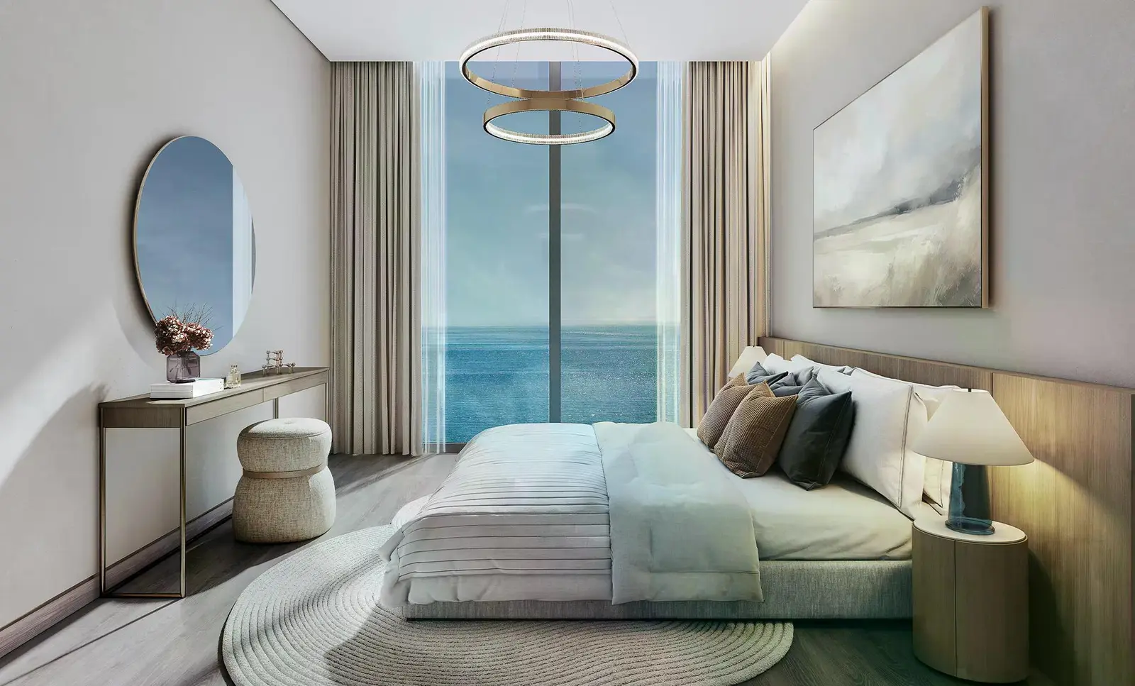 Tranquil Beach Residences bathroom interior on Siniya Island, featuring modern fittings and refined finishes in a contemporary apartment setting.