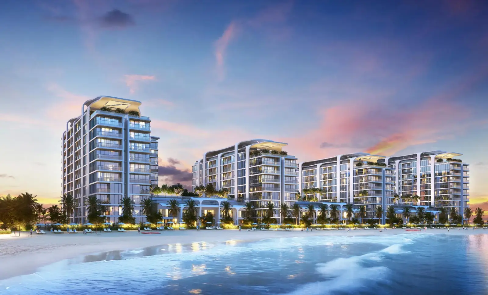 Pristine Beach Residences beachfront setting with natural coastal scenery on Sobha Siniya Island, Umm Al Quwain.