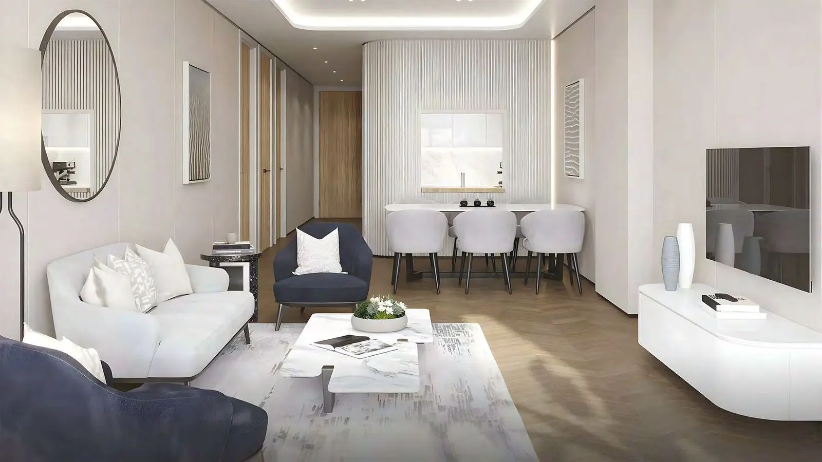 Master bedroom with en-suite bathroom and built-in wardrobes at Reem Eight, luxury apartments in Al Reem Island, Abu Dhabi