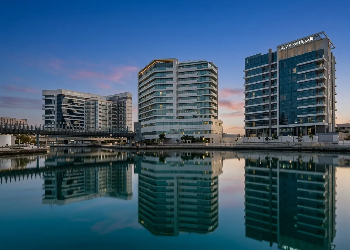 Dedicated covered parking garage entrance for residents at Al Amirah Building project Abu Dhabi