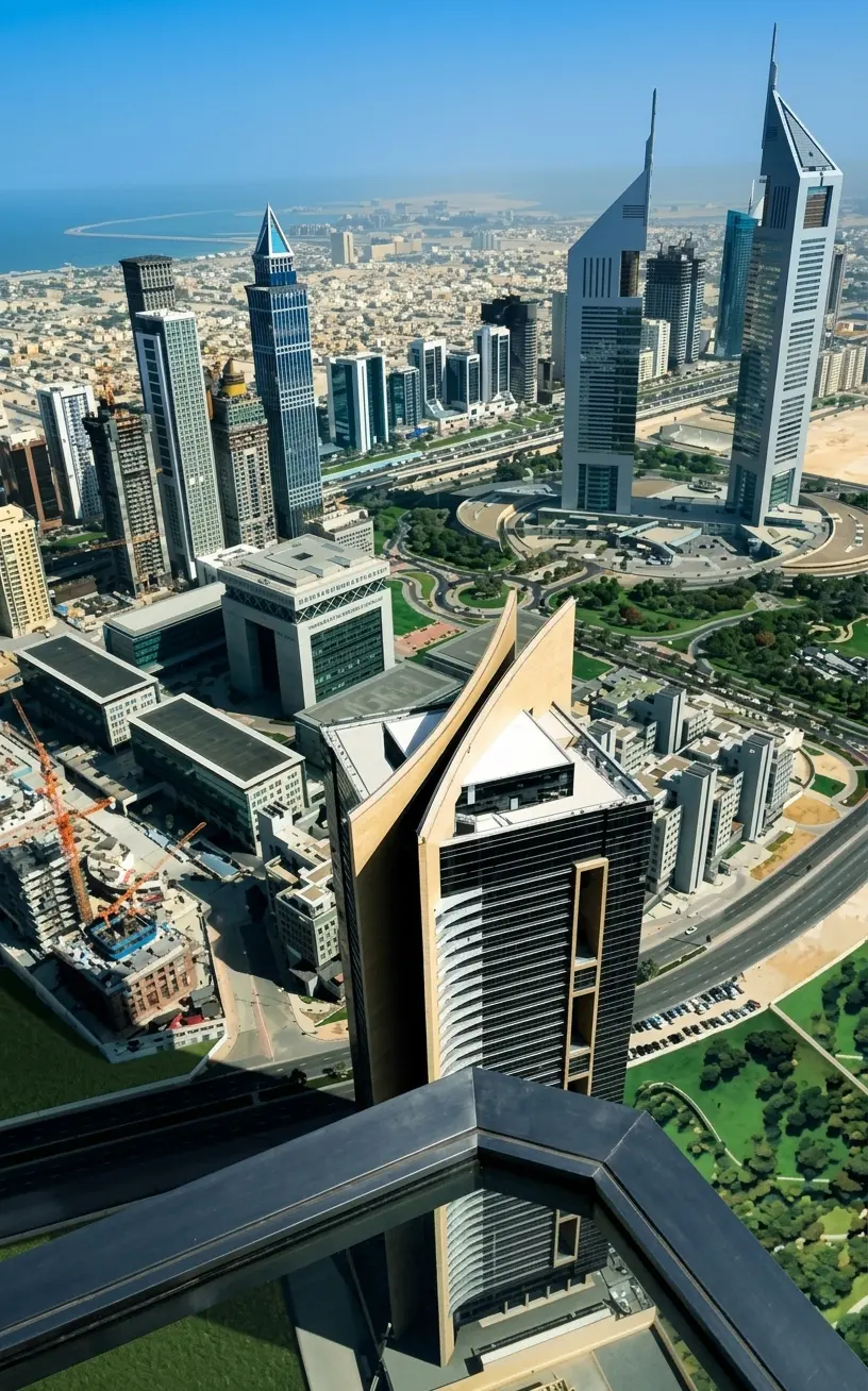 Internal landscaped sky garden and relaxation courtyard inside Sky Gardens DIFC tower