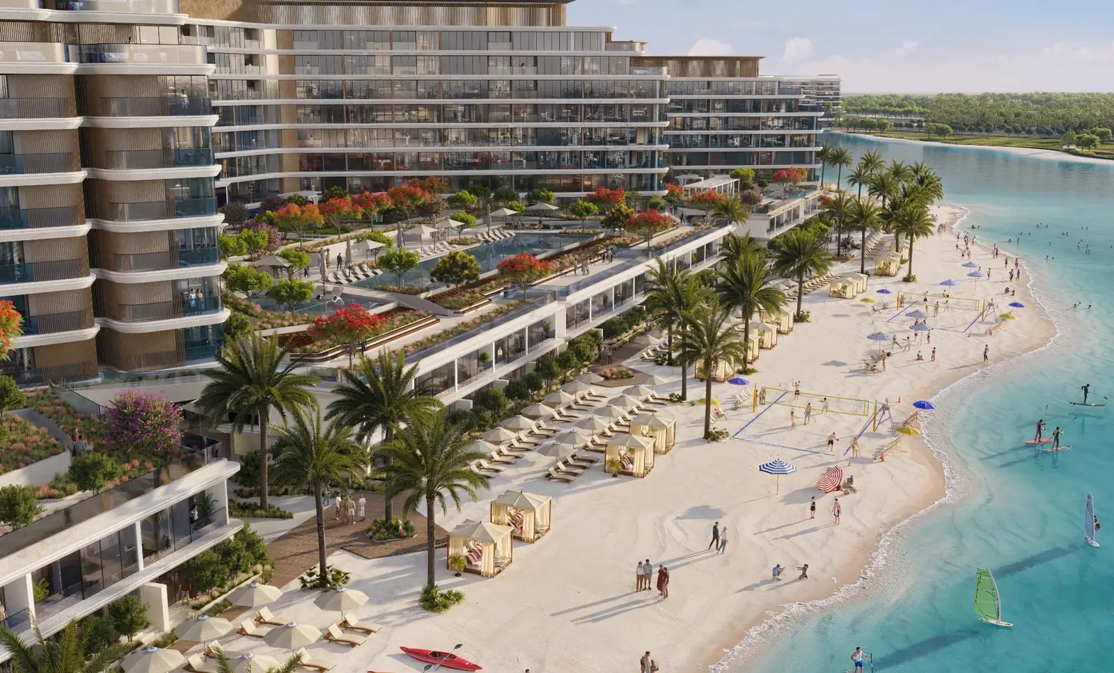 Coraline Beach Residences, Umm Al Quwain, luxury residential development featuring contemporary architecture within a distinctive island setting.