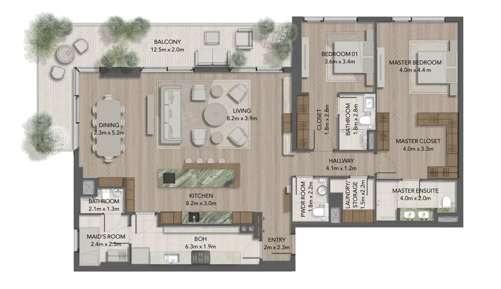 2 Bedrooms apartments - Maravelle Residences floor plan