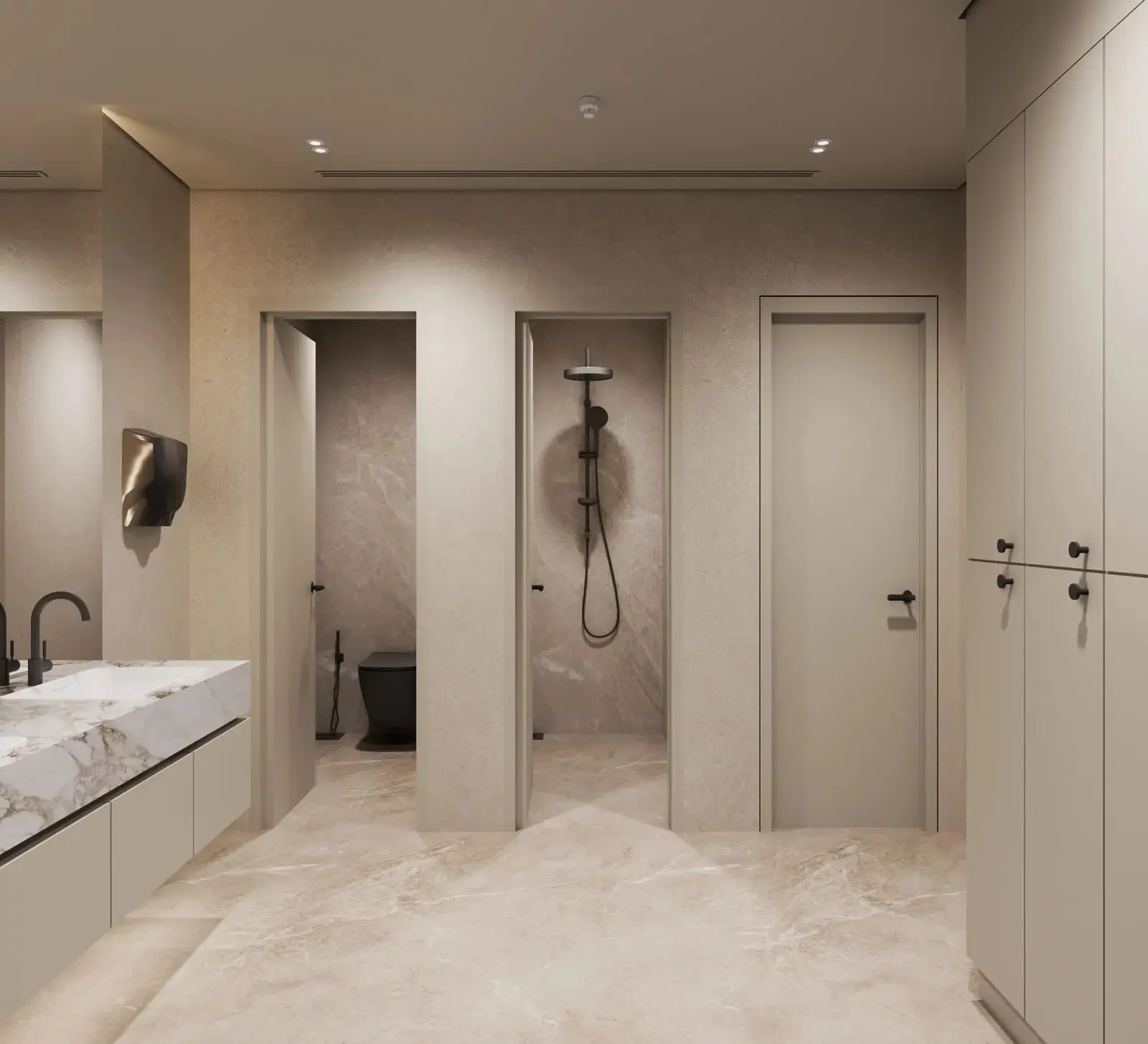 Baheen Tower Al Reem Island Abu Dhabi bathroom interior showcasing marble vanity, modern fixtures, shower area, and luxury apartment amenities.