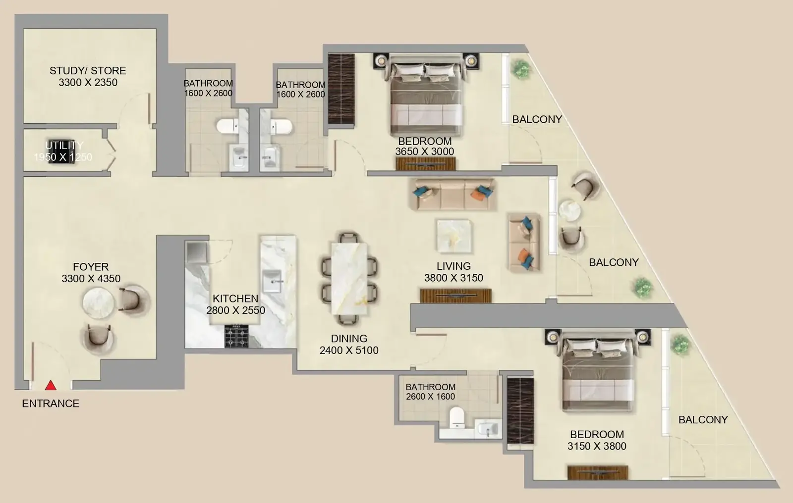 2 Bedrooms apartments - Skyvue Altier
