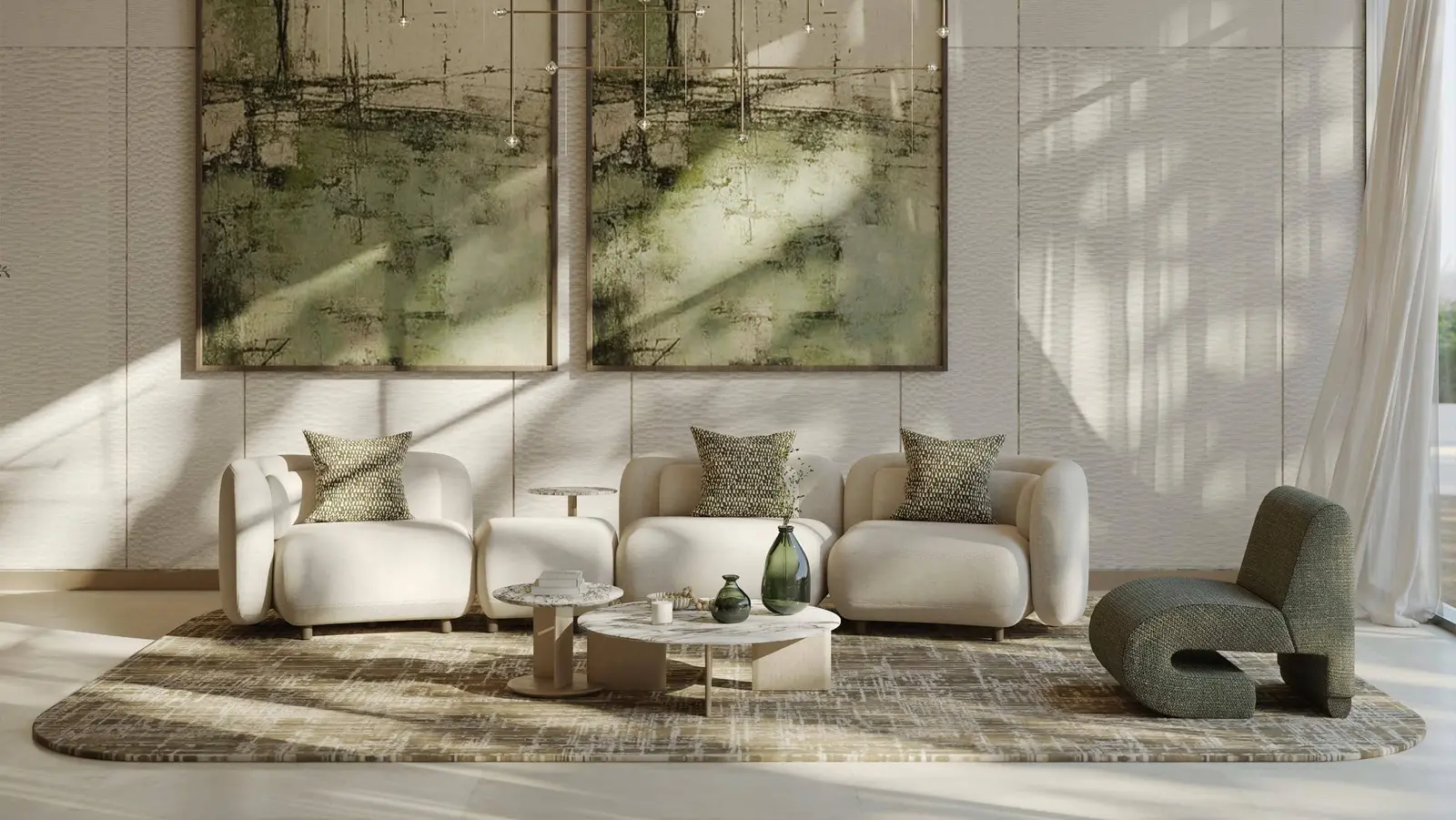 Premium living area design at Yas Park Place Yas Island Abu Dhabi UAE offering practical and stylish interiors.