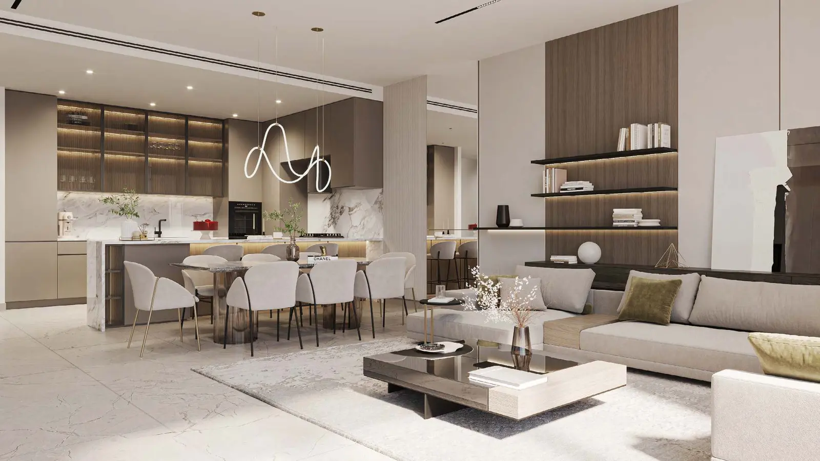Luxury master suite interior inside Majlis apartments by Q Properties on Al Reem Island featuring panoramic skyline views.